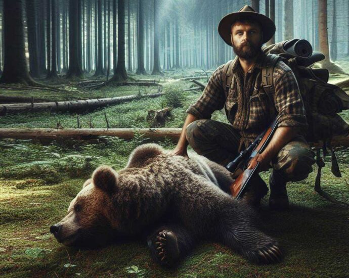 cacciatore con orso