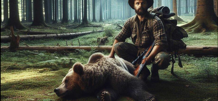 cacciatore con orso
