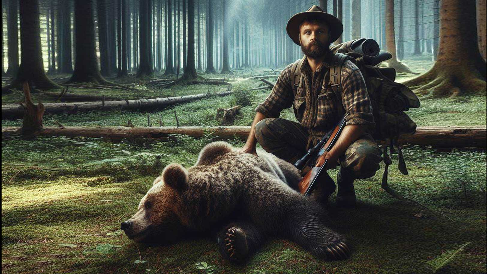 bracconaggio - cacciatore con orso